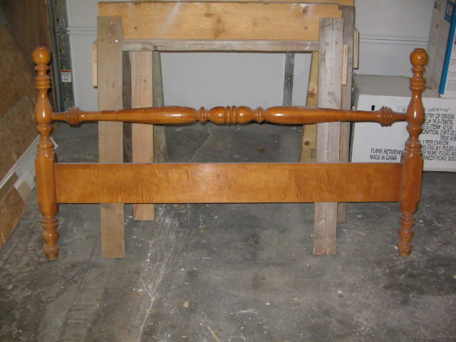 Maple bed foot board before